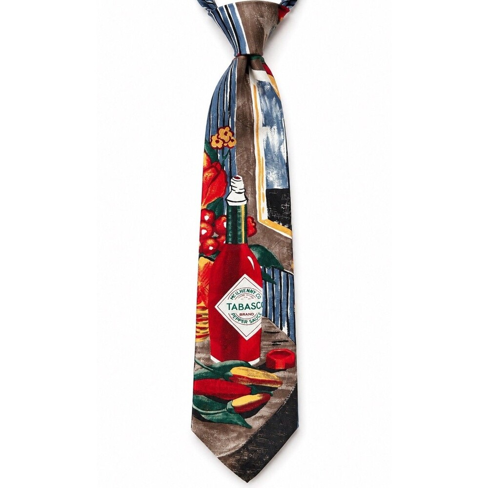 Vintage Tabasco Pepper Sauce Novelty Necktie 100% Silk Chili Pepper Food Theme